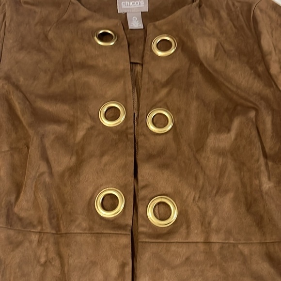 Chicos Faux Suede Grommet Jacket Size 0 - Picture 4 of 8